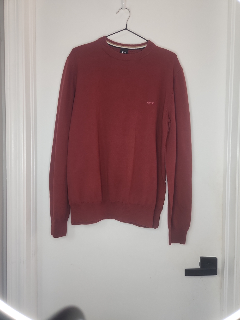 BOSS Men's Crewneck Sweater in Rust Red